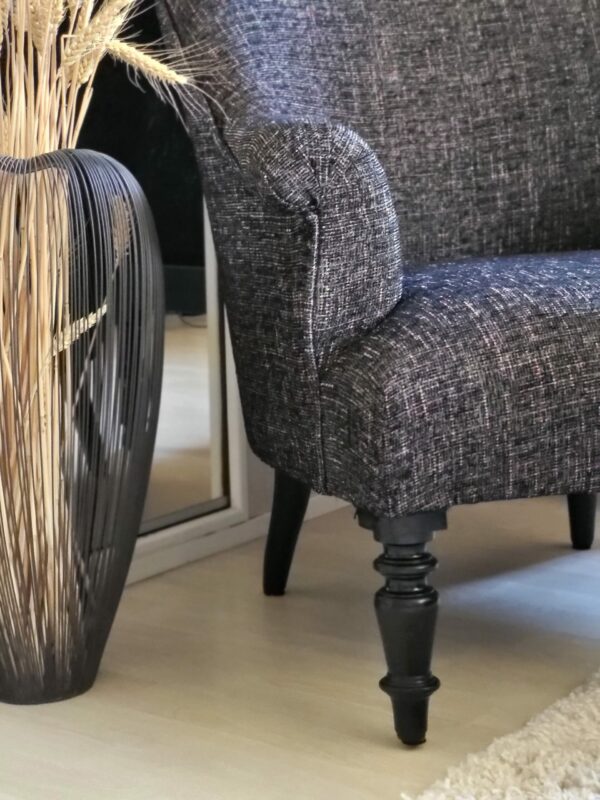 Fauteuil Crapaud en tissus Noir Casal – Image 2