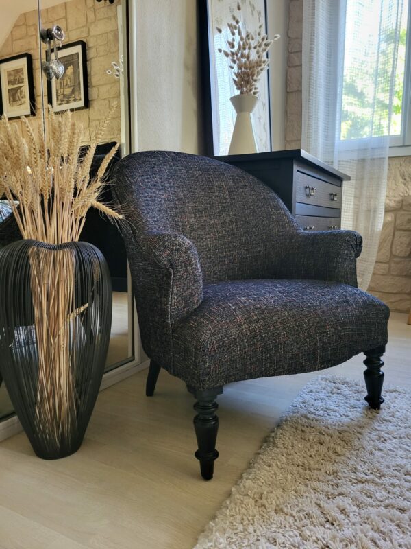 Fauteuil Crapaud en tissus Noir Casal